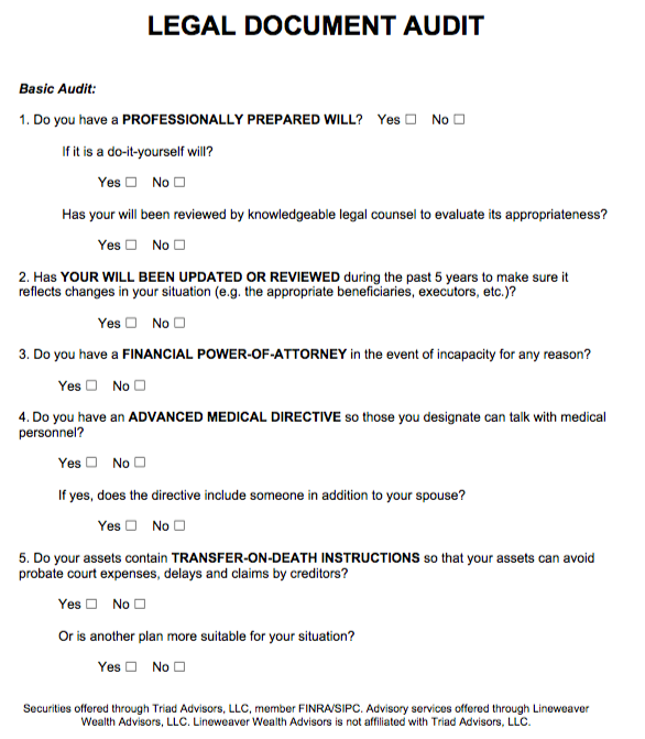 Legal Document Audit | Lineweaver Financial Group